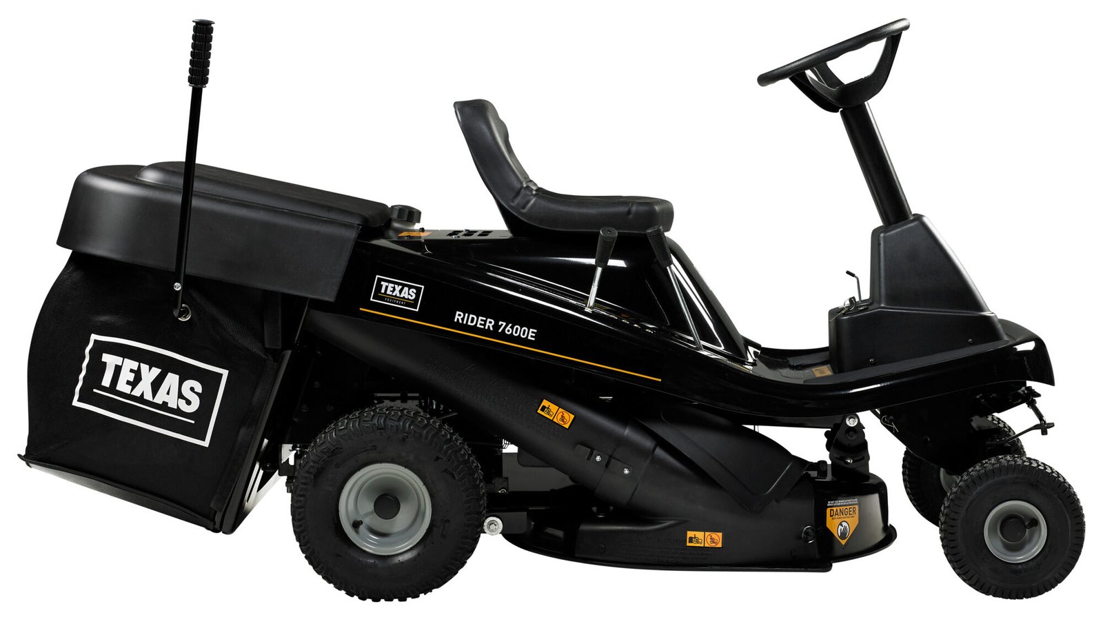 Texas Rider 7600E tractoras pentru tuns gazonul 3 in 1, 12CP, benzina, latime taiere 760mm, inaltime taiere 30-76mm, sac colector 170l, pornire electrica