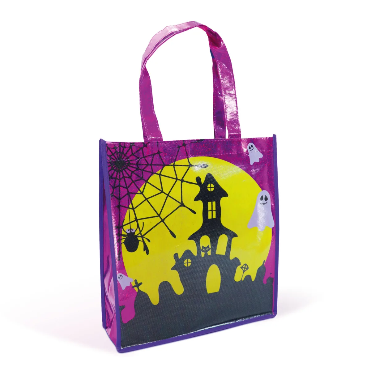 Punga cadou Halloween 30x33 cm, mov, castel