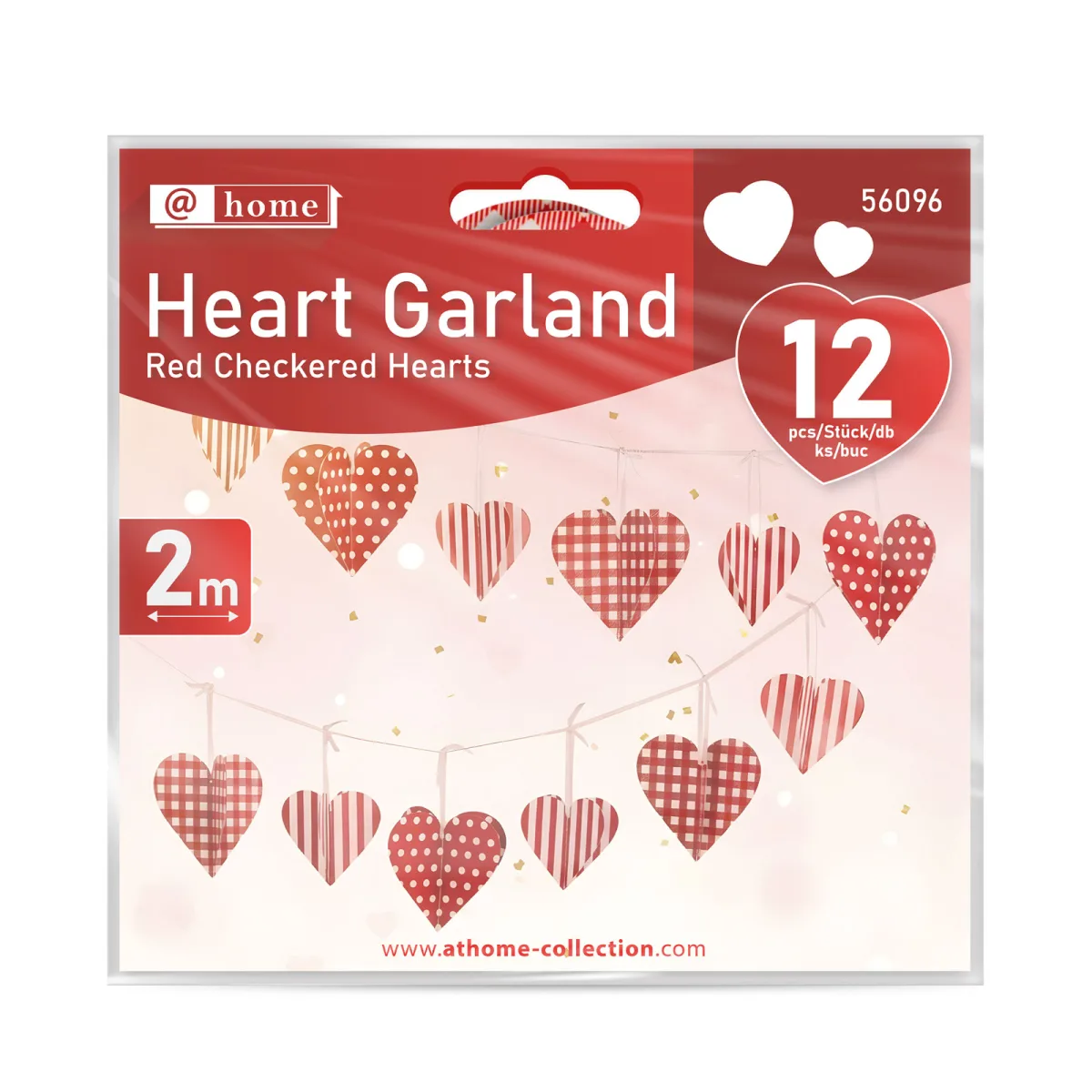 Ghirlanda inimioare 2 m, decor Valentine rosu alb, 12 piese, decor romantic petrecere - imagine 5