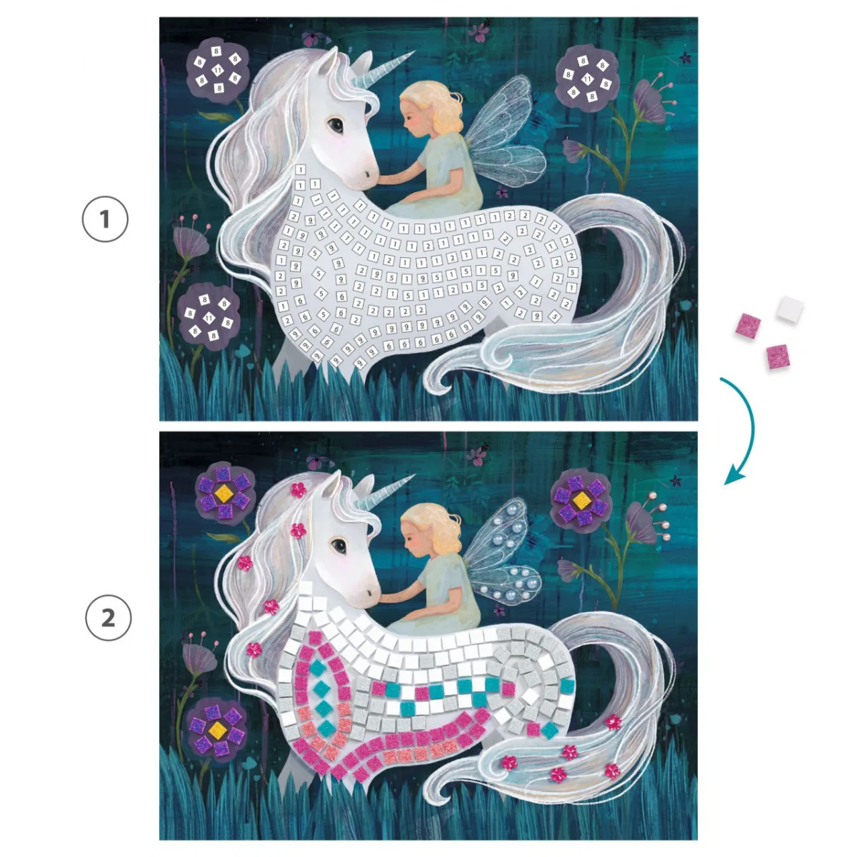 Joc creativ mozaic Unicornul fermecat, Djeco - imagine 3