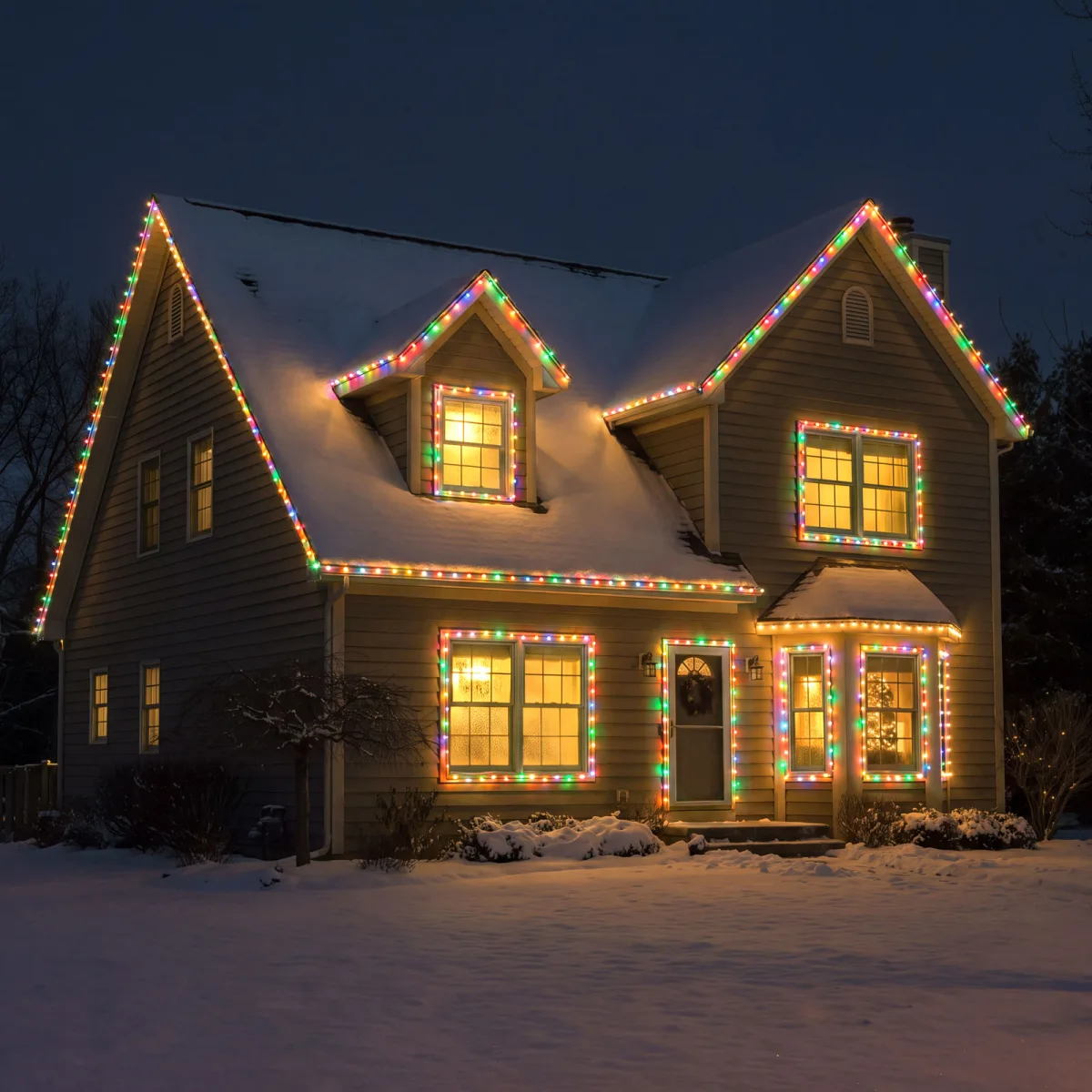 Instalatie de Craciun 20 m, 400 LED multicolor, 8 jocuri lumini, timer, IP44, cablu transparent - imagine 2
