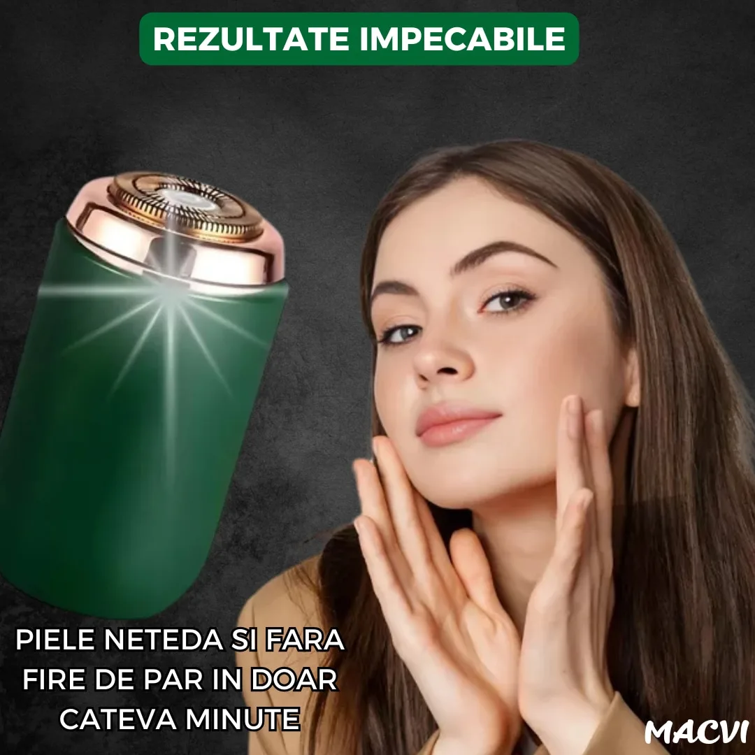 Mini aparat de ras portabil Macvi®, Depilare rapida si eficienta, incarcare USB, autonomie 60 minute, Verde - imagine 3
