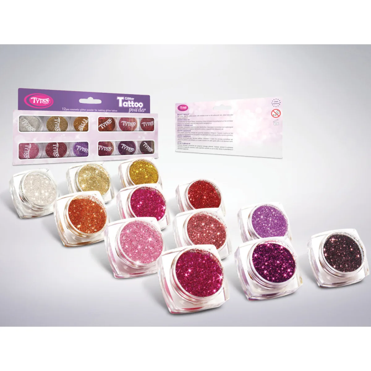 Set Sclipici Cosmetic pentru Tatuaje și Unghii, 12 Culori Calde