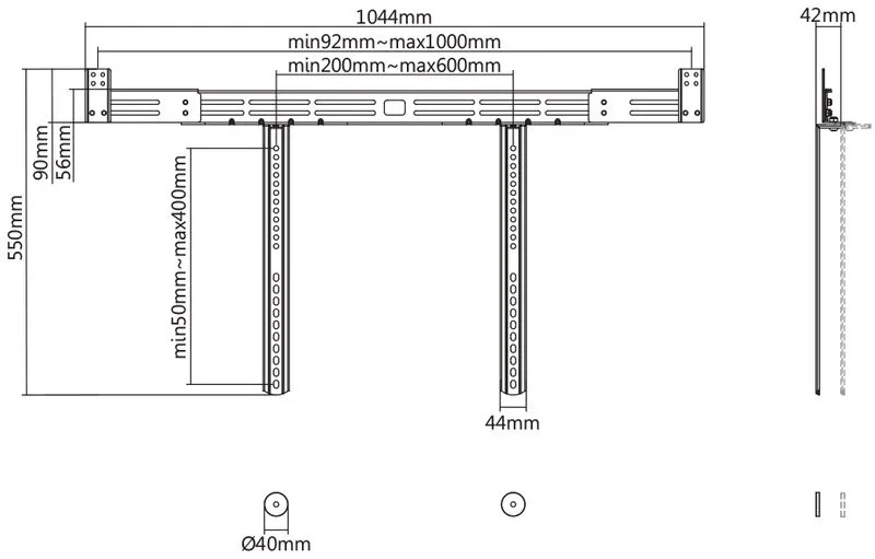 Suport Soundbar GoGEN GOGDRZAKSBL pentru TV cu diagonala 32 "- 55" (80 - 139 cm), 10 Kg, metal, negru - imagine 2