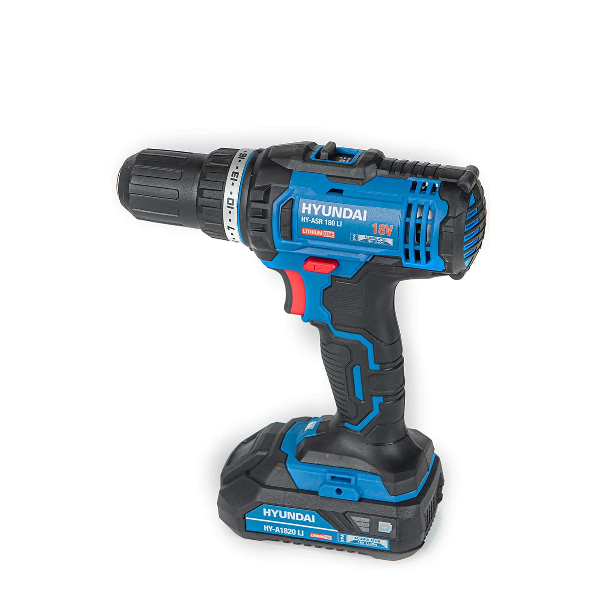 Masina de gaurit si insurubat cu acumulator 18V Hyundai ASR 180 Li, 1 acumulator x 2.0 Ah, incarcator, 2 trepte de viteza, 6 biti, 6 burghie, adaptor magnetic, valiza transport - imagine 4