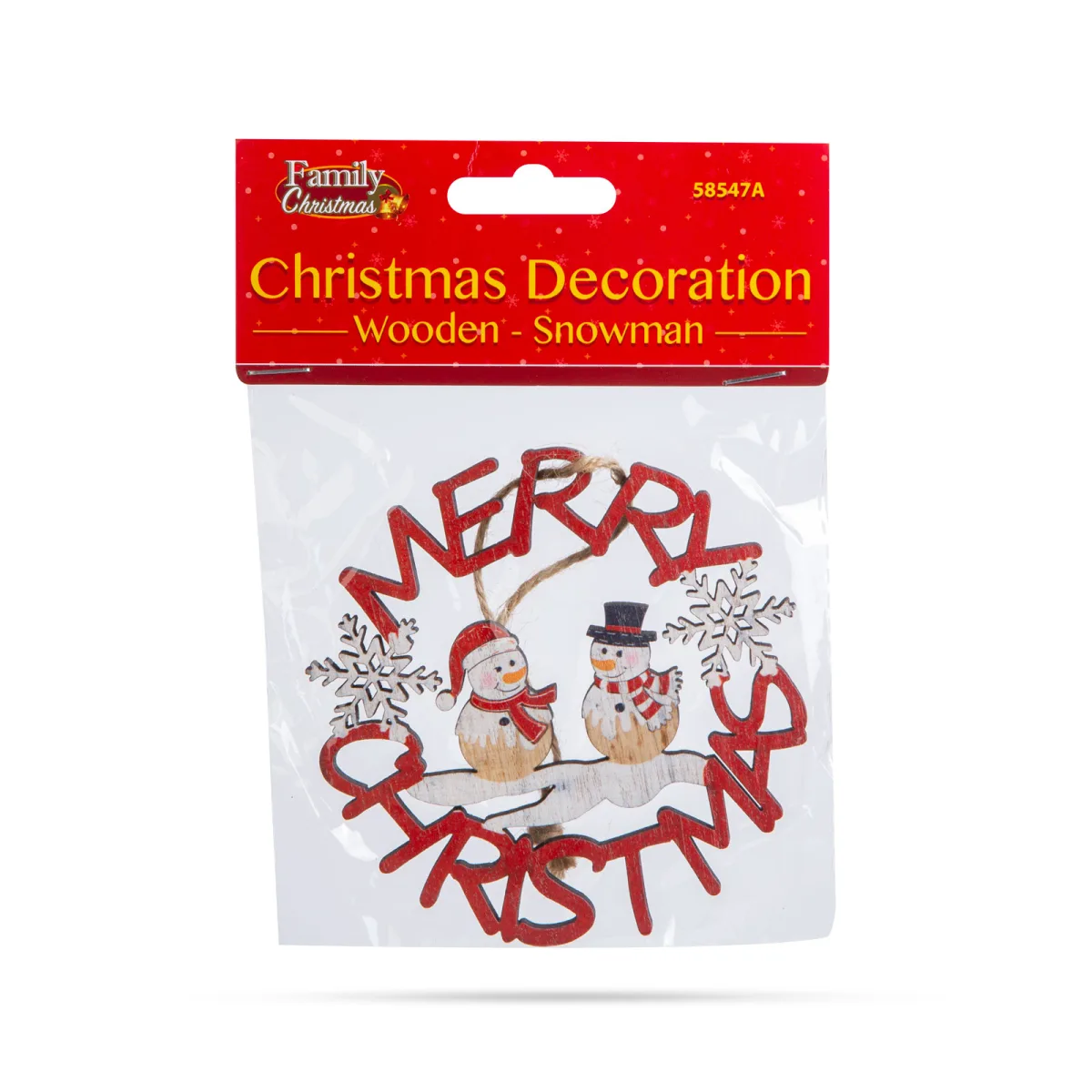 Decoratiune Craciun om de zapada rosu lemn, 10 cm - imagine 3