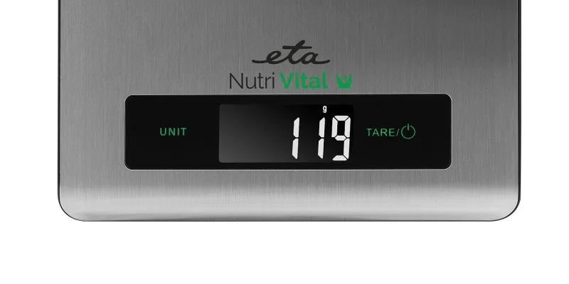 Cantar de bucatarie ETA Nutri Vital Smart 0790 90000, 5 Kg, precizie 1 g, tehnologie wireless , otel inoxidabil - imagine 3