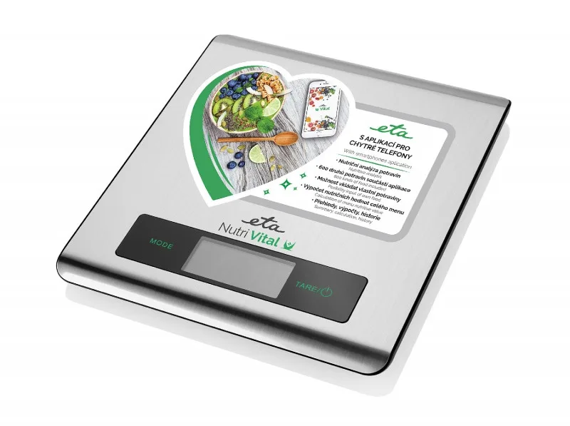 Cantar de bucatarie ETA Nutri Vital Smart 0790 90000, 5 Kg, precizie 1 g, tehnologie wireless , otel inoxidabil - imagine 4