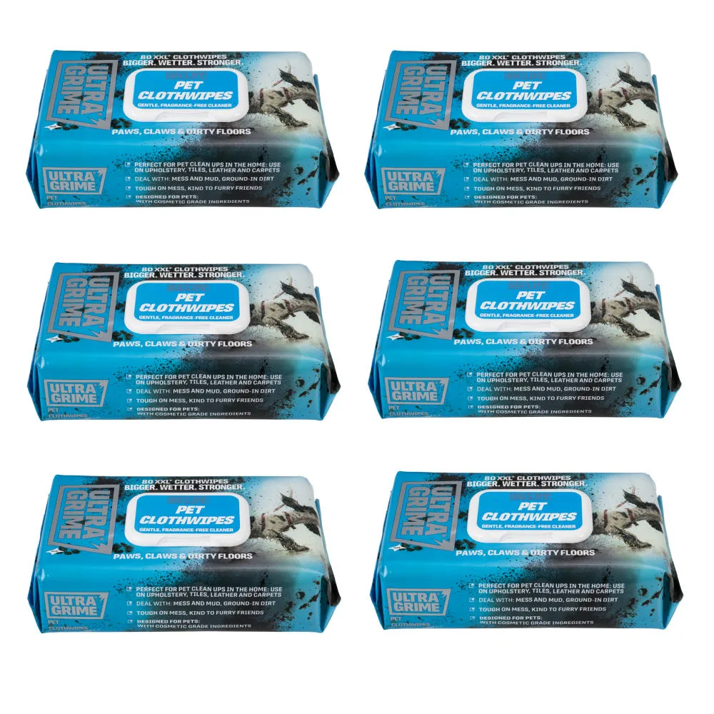 Set 6 pachete de servetele umede UltraGrime Pet-Care, 38 cm x 25 cm, 480 de bucati