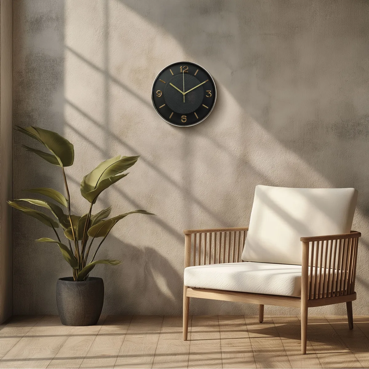 Ceas perete analog silentios, 25 cm, sticla, design modern, functionare baterie AA, negru - imagine 2