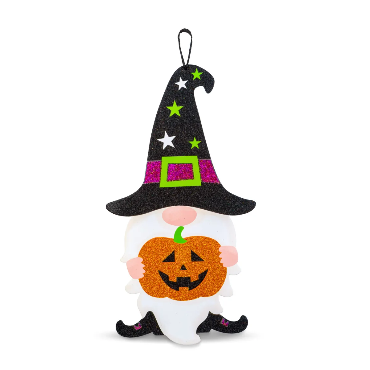 Decor Halloween elf agatat, spuma, 44x26 cm, portocaliu stralucitor, negru - imagine 2