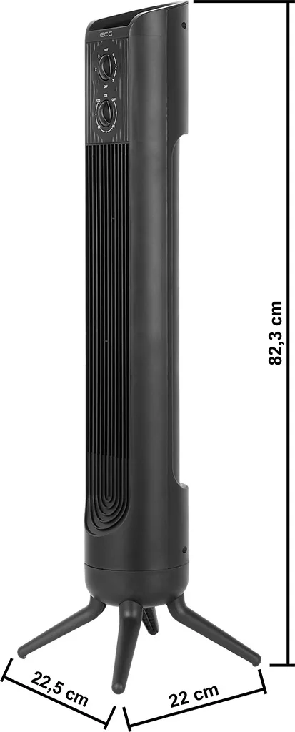Ventilator turn ECG Tower Fan 1 Black, 50 W, 3 viteze, oscilatie, timer 120 min, negru - imagine 8