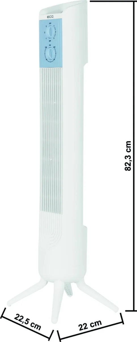 Ventilator turn ECG Tower Fan 1 White, 50 W, 3 viteze, oscilatie, timer 120 min, alb - imagine 5