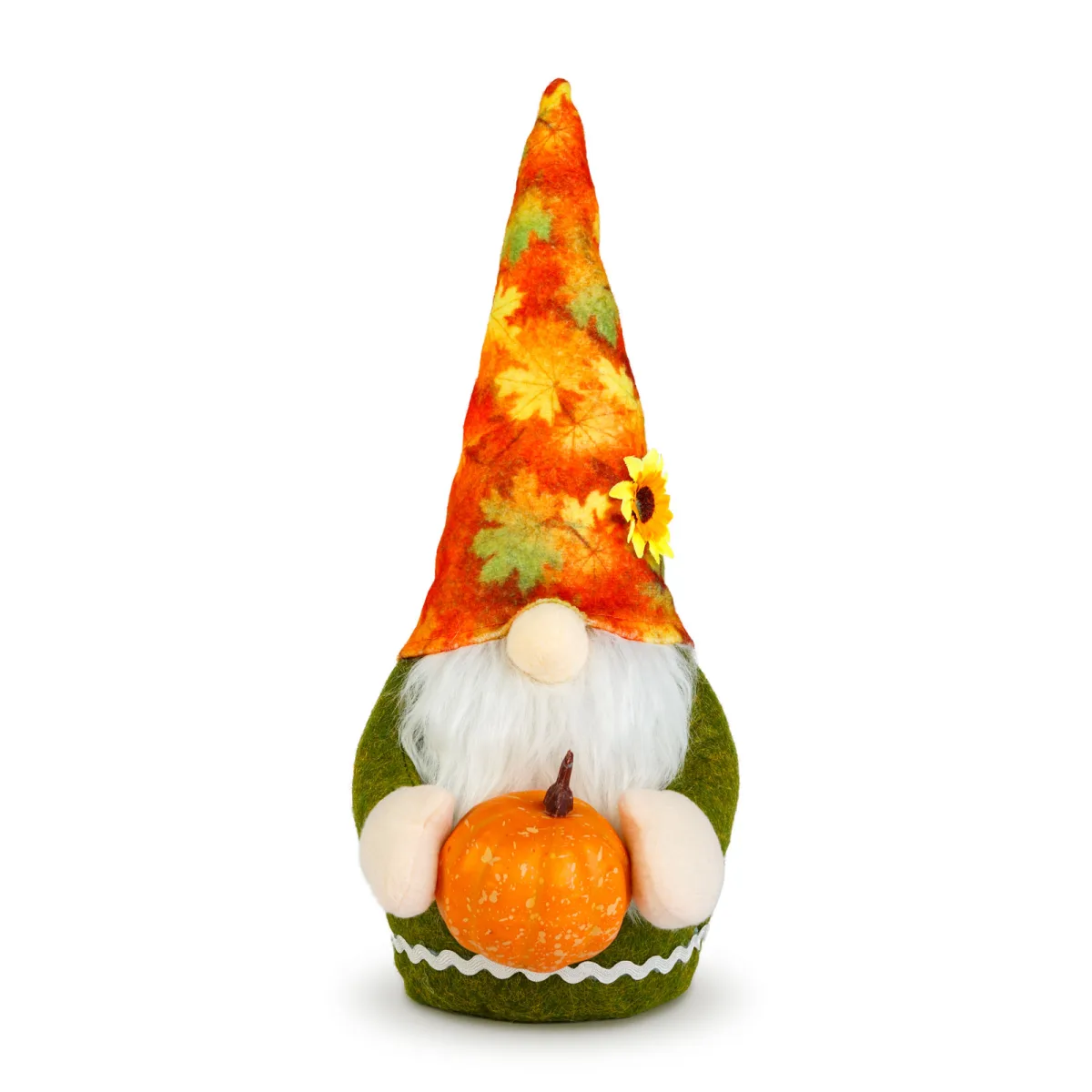 Decor toamna, gnom cu dovleac, 35 cm, figurina textila - imagine 3