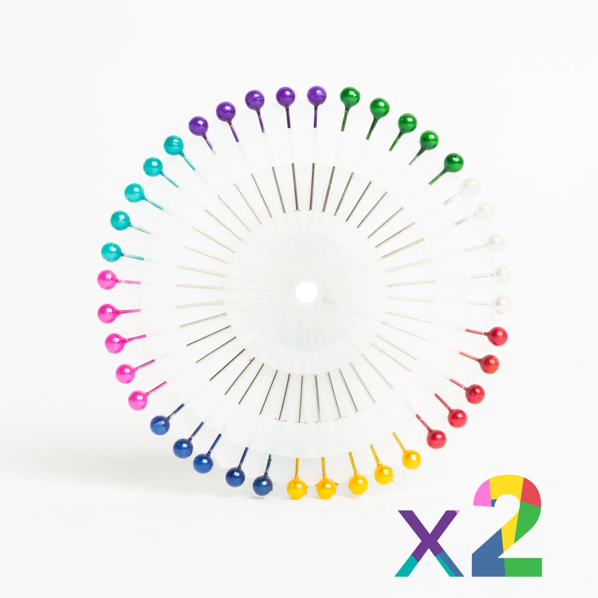 Set 80 ace croitorie cu cap colorat, 33 mm, 8 culori, suport inclus, pentru cusut si croitorie