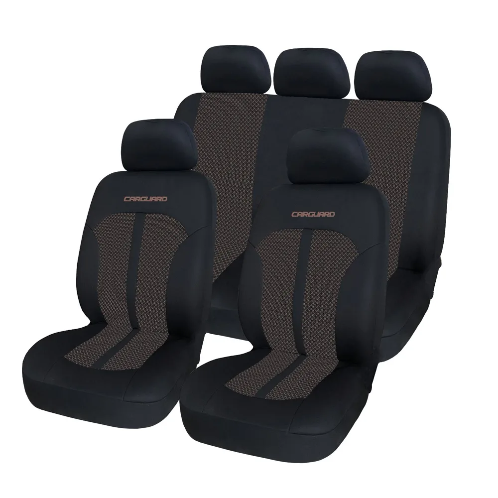 Set huse scaune auto universale 11 piese, bej negru, poliester, montaj rapid