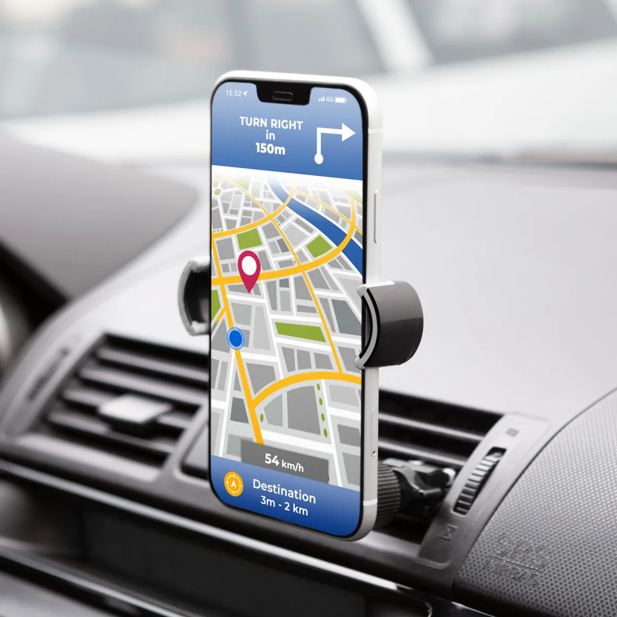 Suport telefon auto grila ventilatie rotativ cu clema fixare universala negru