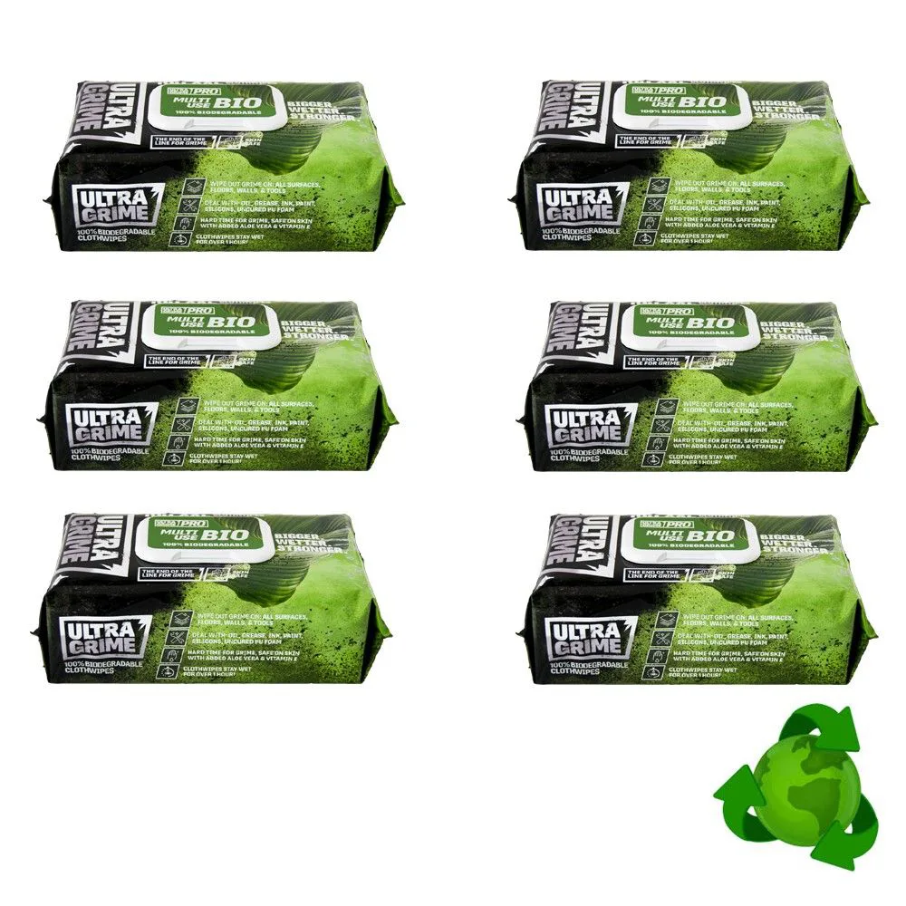 Set 6 pachete de servetele umede Bio Multiuse, UltraGrime 5940, 38 cm x 25 cm, 600 de bucati reciclabile