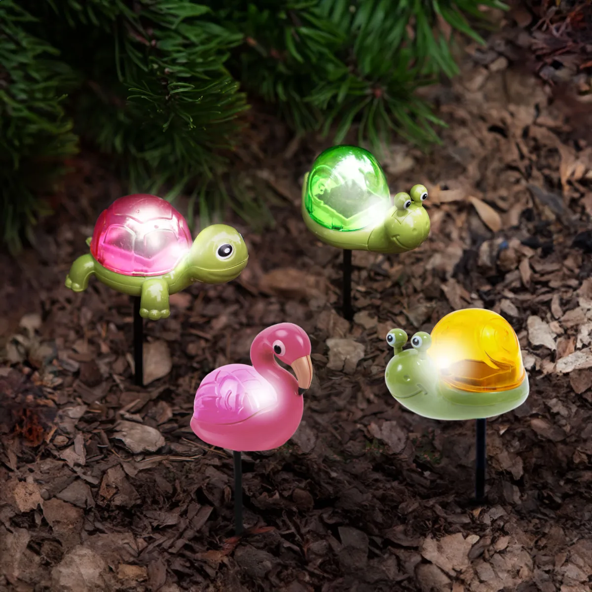 Decoratiune solara LED animale cu tarus 15 cm, lumina alb rece, model variat