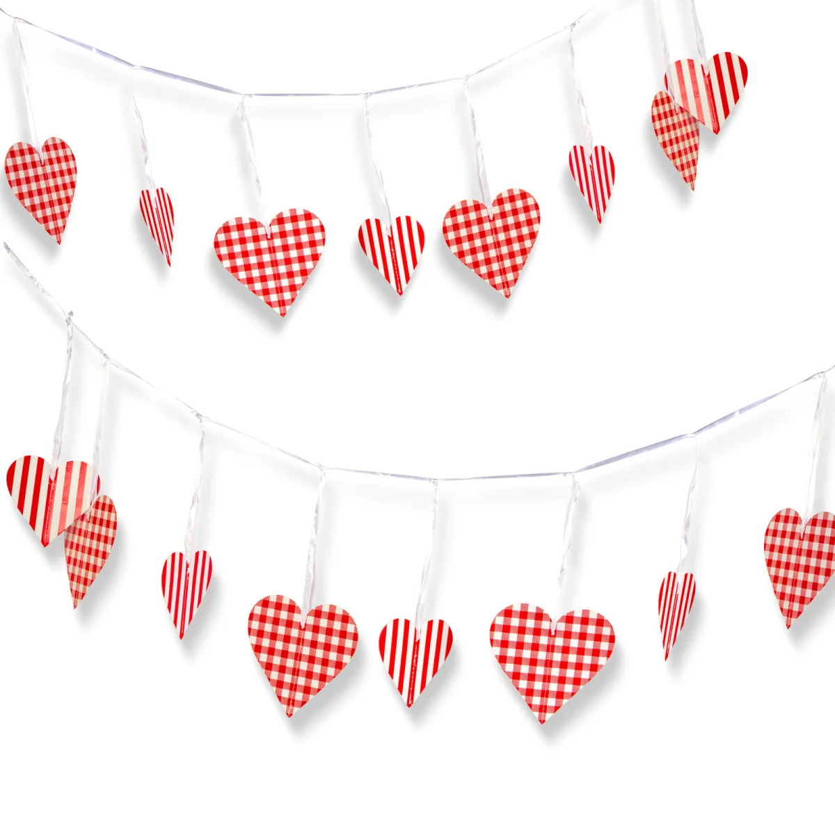 Ghirlanda inimioare 2 m, decor Valentine rosu alb, 12 piese, decor romantic petrecere - imagine 2