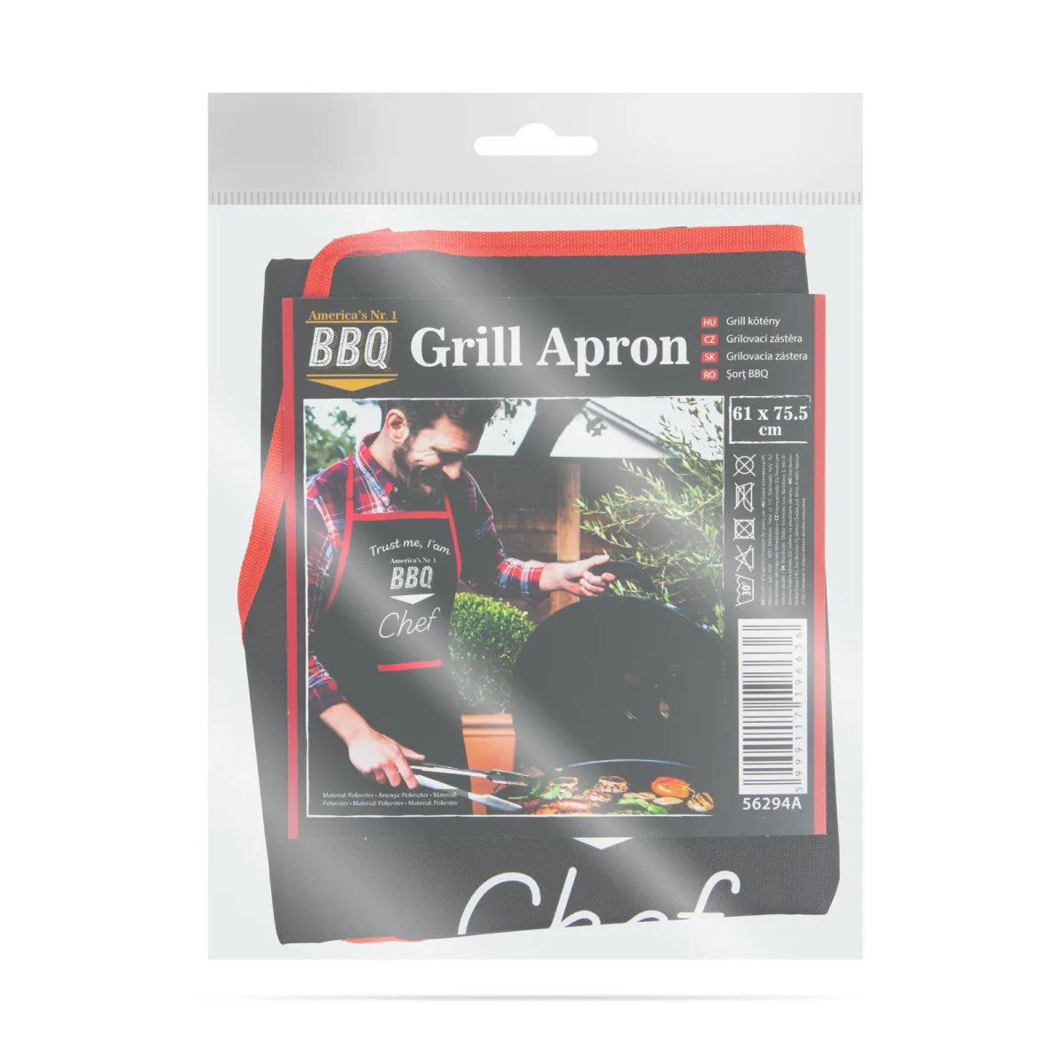 Sort de grila negru cu rosu 61x75,5 cm buzunar mare protecție haine BBQ - imagine 2