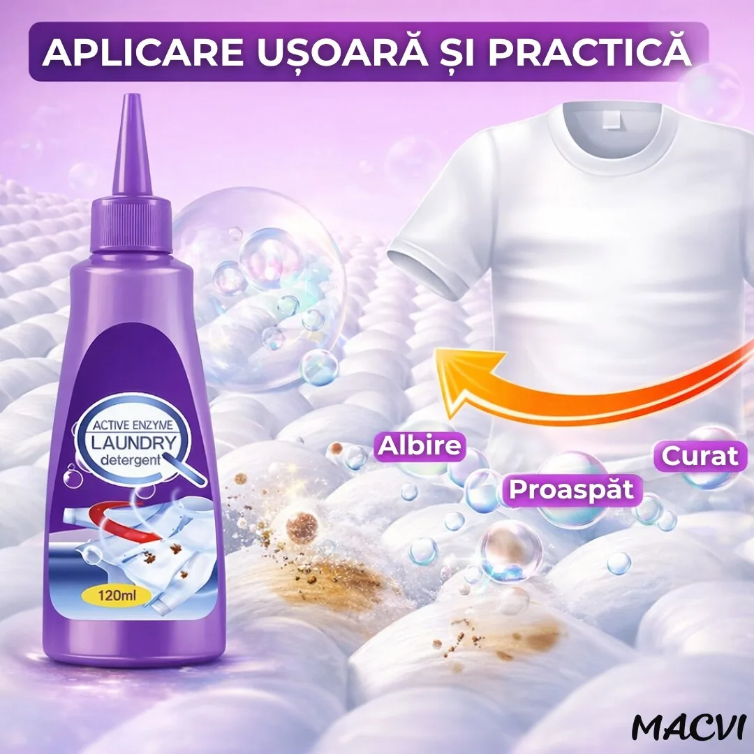 Detergent lichid pentru indepartarea petelor Macvi®, cu enzime active, pentru toate tipurile de haine, 120 ml, actiune imediata - imagine 4
