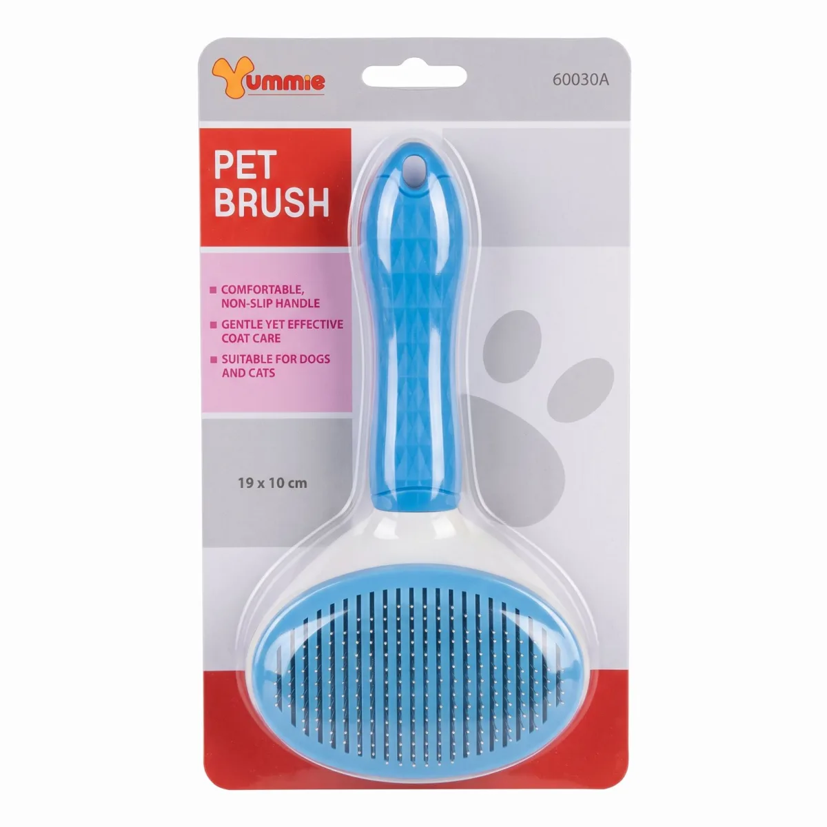 Perie pentru caini si pisici cu peri flexibili, maner ergonomic antiderapant, 19 x 10 cm, albastru - imagine 2