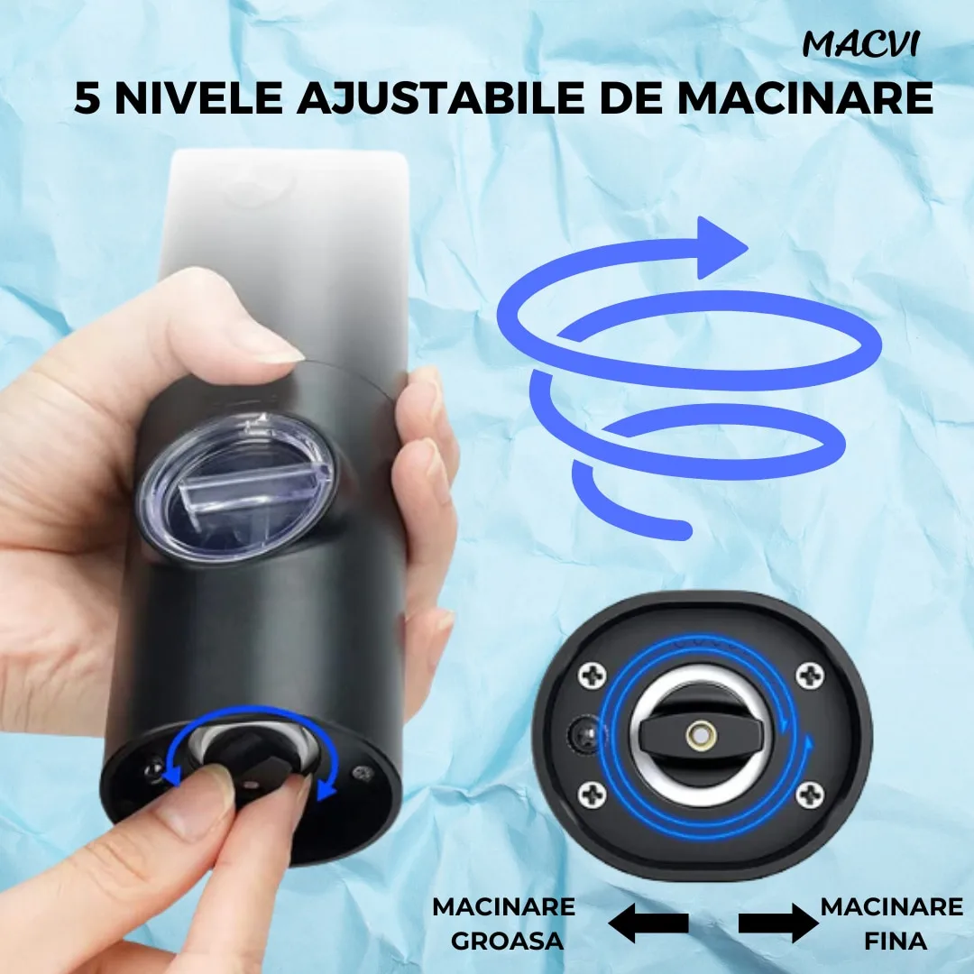 Set 2 rasnite electrice Macvi® reincarcabile pentru sare, piper si condimente, usor de utilizat, pentru bucataria ta - imagine 5
