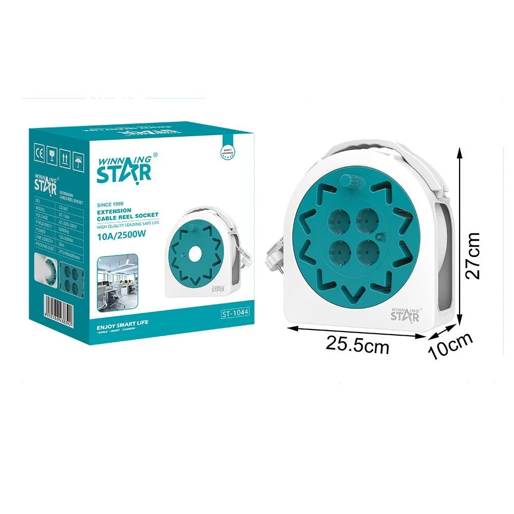 Prelungitor tambur cablu WinningStar 20m, rola cablu cu 4 prize 230V si protectie suprasarcina - imagine 2