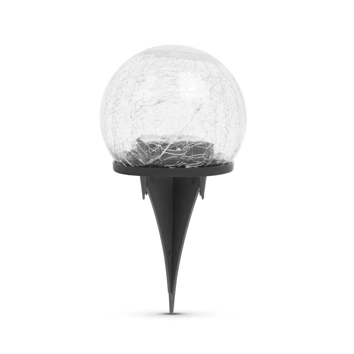 Lampa solara LED glob sticla crack 10 cm, 10 LED, lumina calda - imagine 2