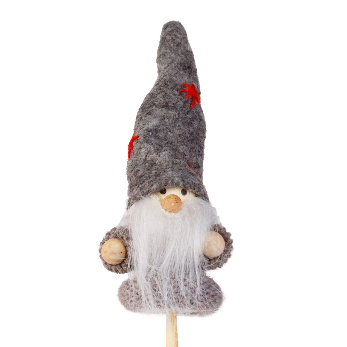 Decoratiune Craciun elf scandinav pe bat 50 cm, figurina textila pentru ghiveci sau decor interior - imagine 4