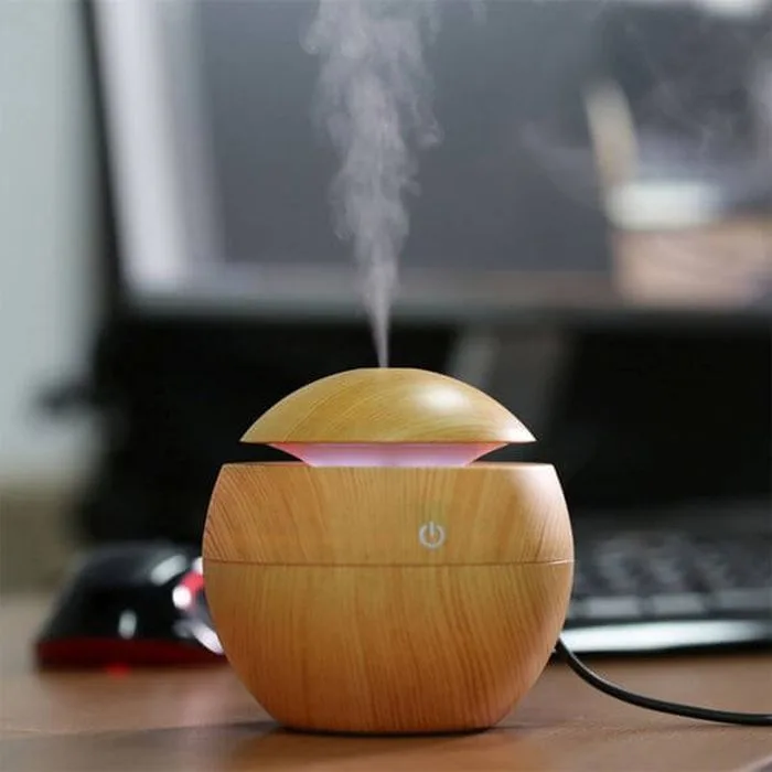 Difuzor Aromaterapie Umidificator Macvi® UM-06, cu 7 Culori LED, USB, 130 ml, Rotund, Bej - imagine 5