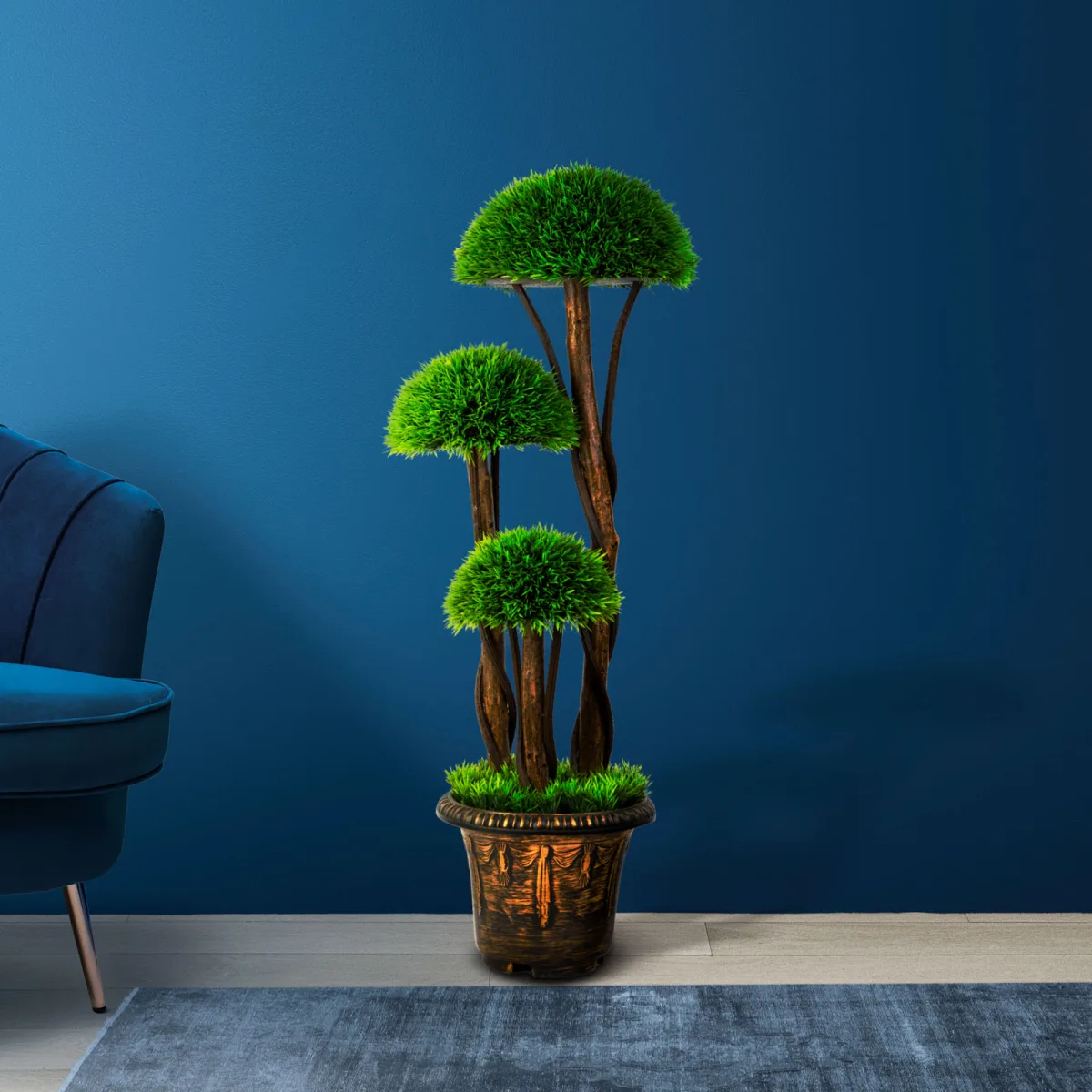 Buxus artificial sfera 90 cm, planta decorativa verde pentru interior exterior, realist