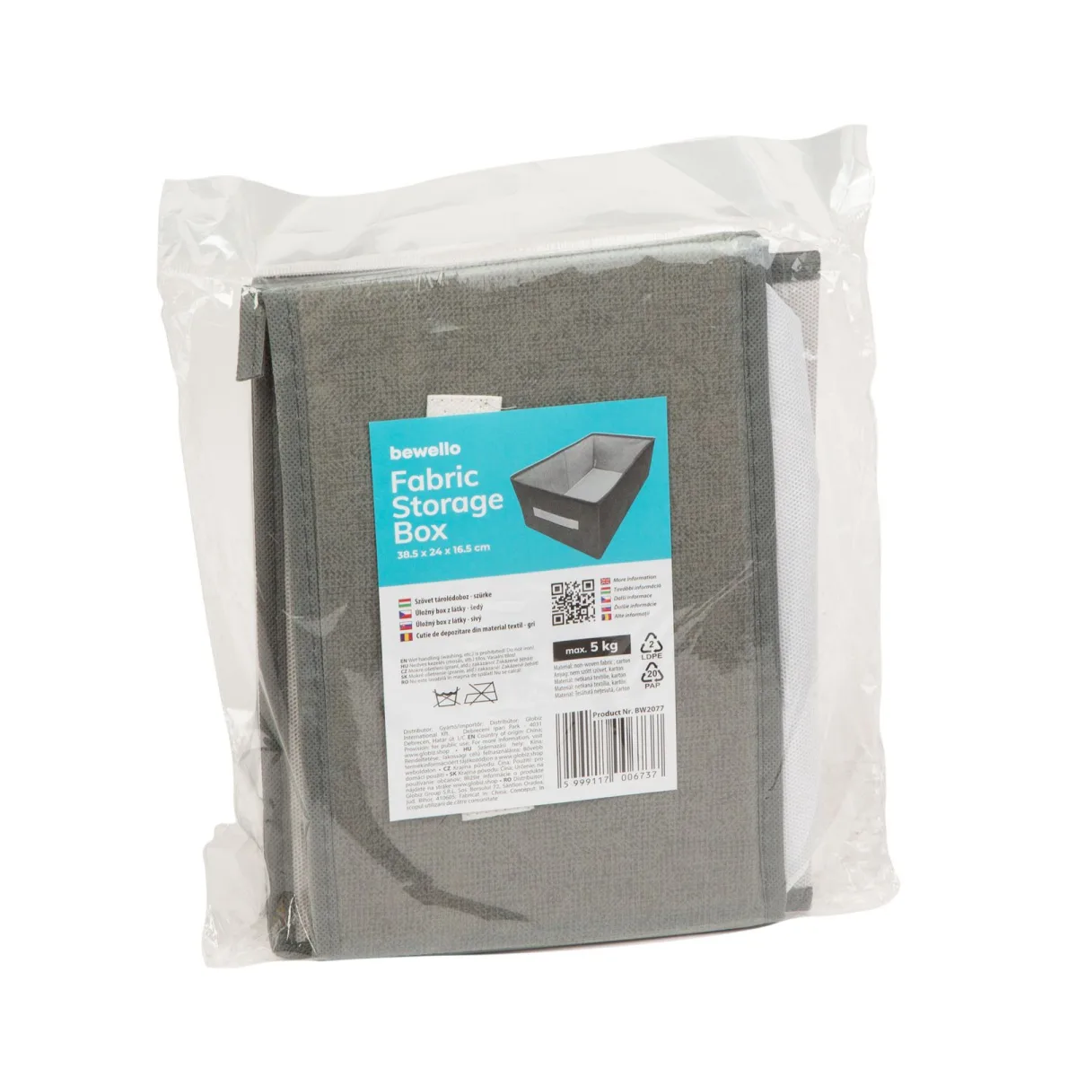 Cutie pentru depozitare textila 38.5x24x16.5 cm, gri, organizator pliabil cu maner pentru dulap sau raft - imagine 4