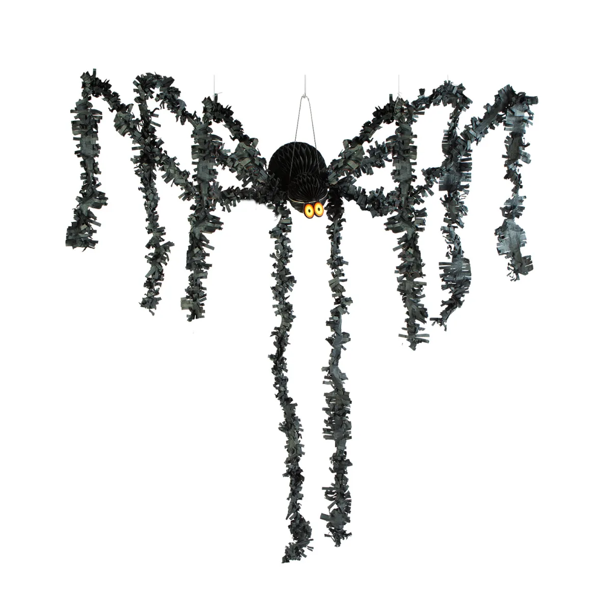 Decor Halloween, dovleac agatat, spuma, portocaliu, mov, negru, sclipitor, 45x23 cm - imagine 2