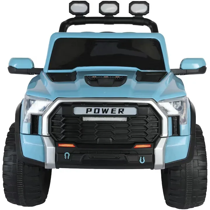 Masina Electrica 4x4 Macvi® pentru Copii 12V 7Ah EVA Lumini LED Scaun Piele Albastru - imagine 3