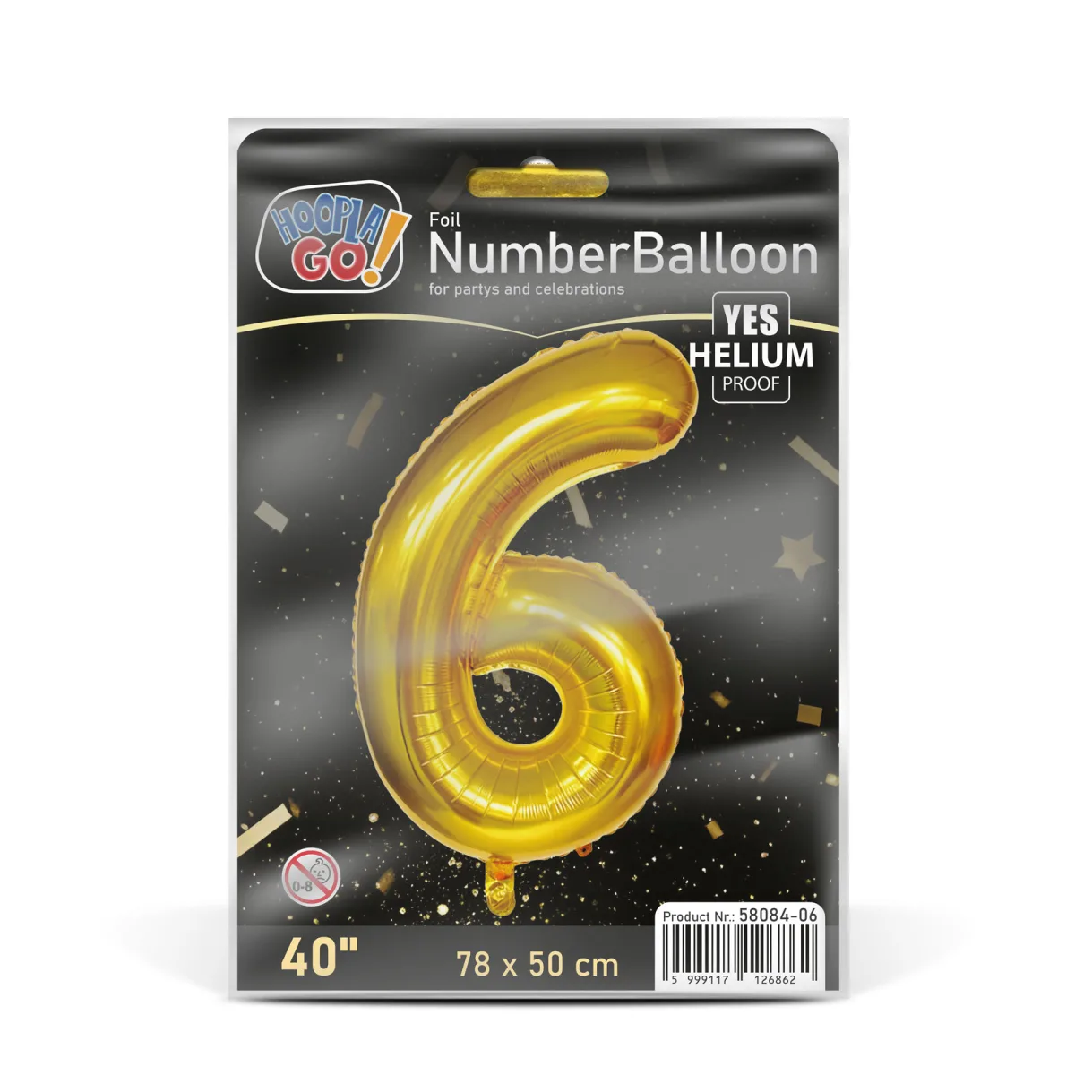 Balon folie cifra 6 auriu, 40 inch, 78 x 50 cm, umflare cu aer sau heliu - imagine 4