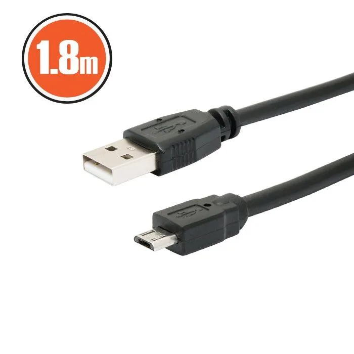 Cablu USB 2.0 A la micro USB B, 1.8m, negru, incarcare si transfer date