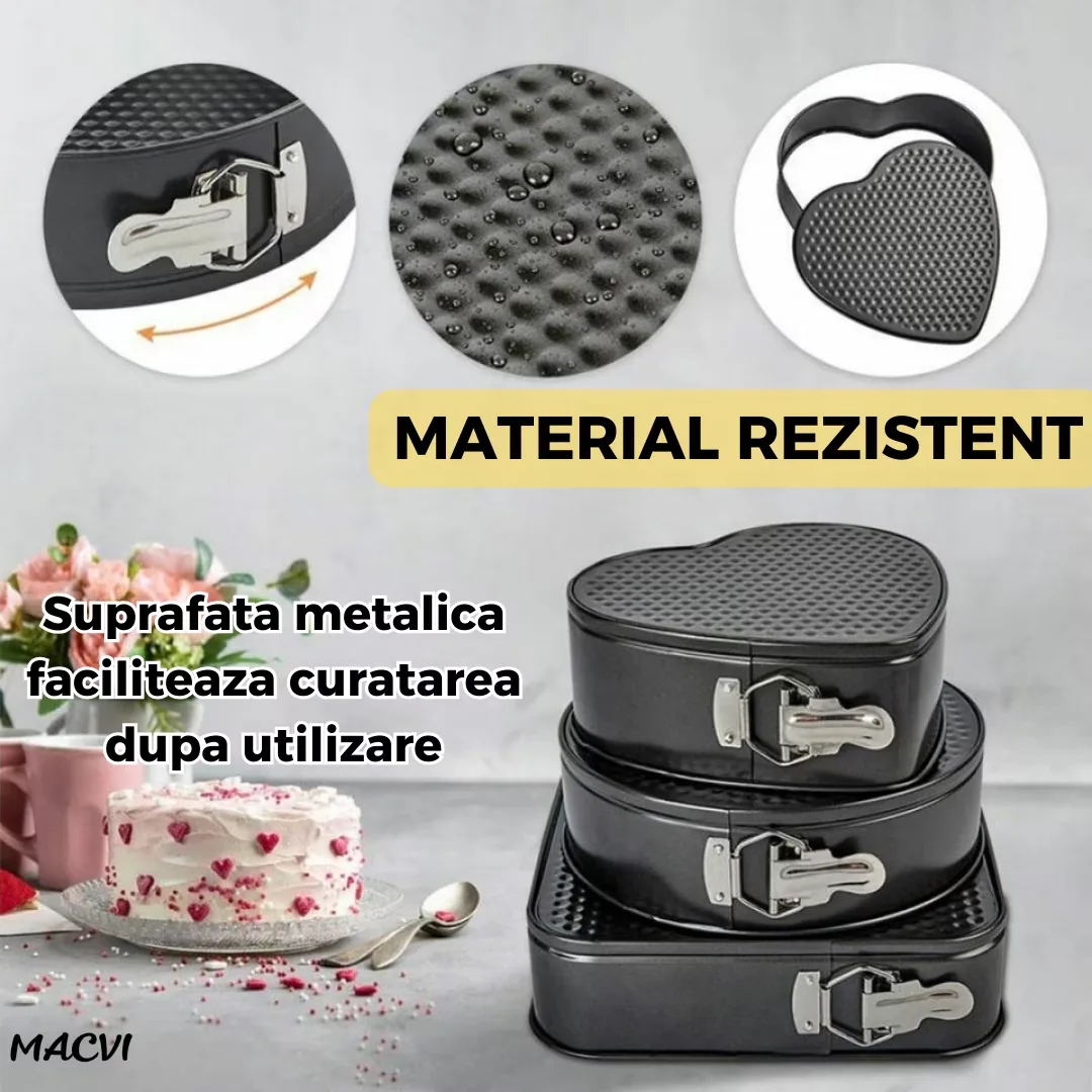 Set 3 Tavi pentru Prajituri Macvi® din metal diverse forme negre - imagine 3