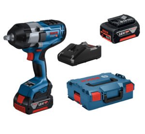 Masina de insurubat cu impact pe acumulator Bosch GDS 18V-1000, 1000Nm + 2 x acumulatori GBA 18V 5.0Ah + incarcator rapid GAL 18V-40 + L-BOXX