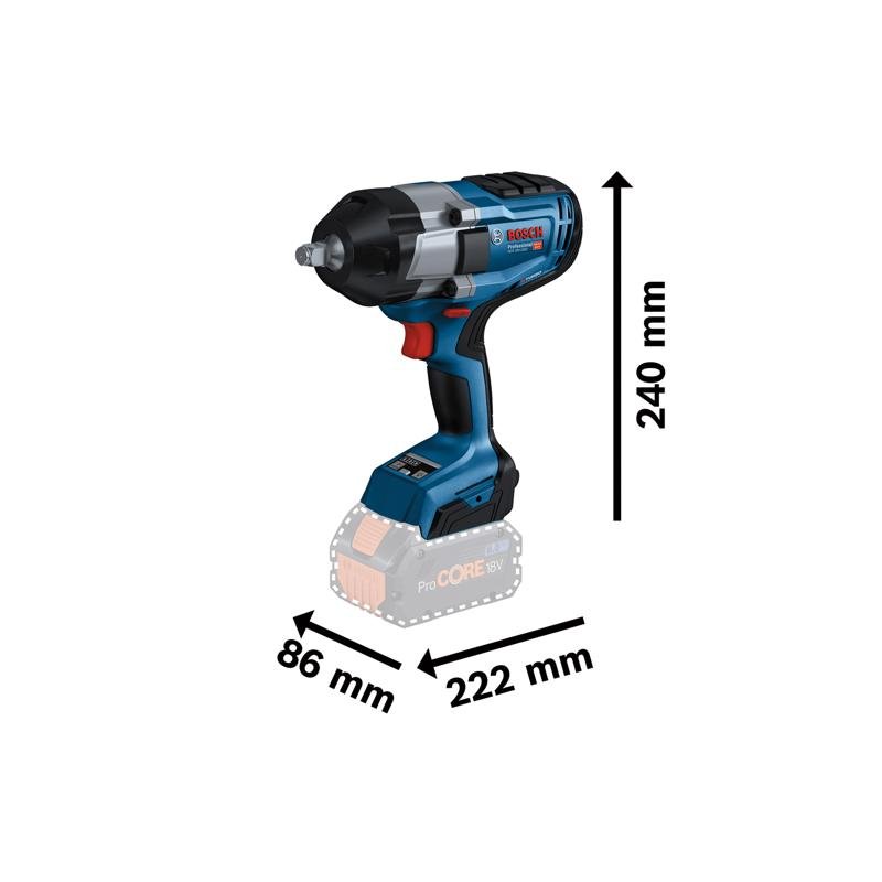 Masina de insurubat cu impact pe acumulator Bosch GDS 18V-1000, 1000Nm + 2 x acumulatori GBA 18V 5.0Ah + incarcator rapid GAL 18V-40 + L-BOXX - imagine 2