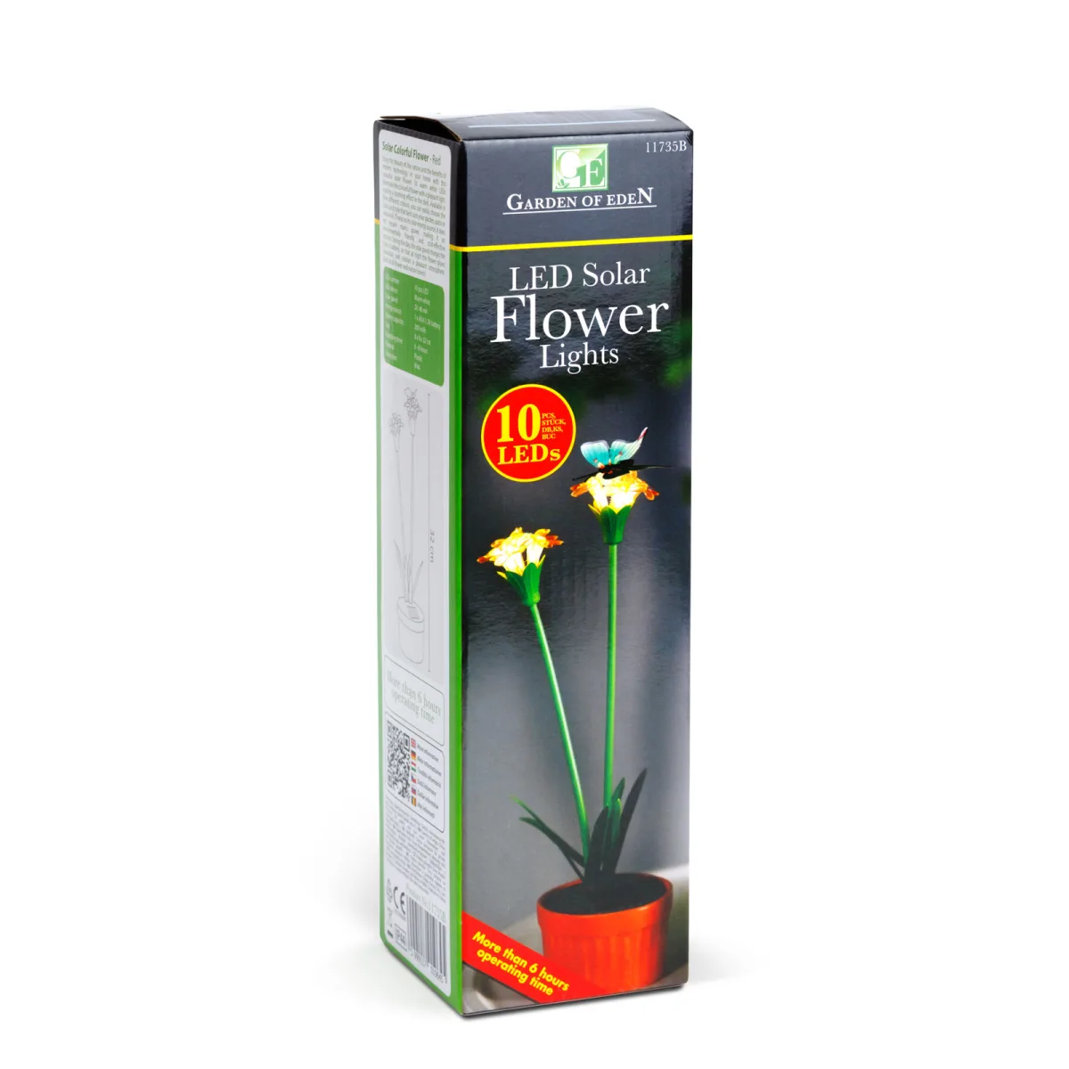 Lampa solara, floare rosie, 10 LED, alb cald, 8 x 8 x 32 cm, iluminat decorativ gradina, cu tarus, IP44 - imagine 4