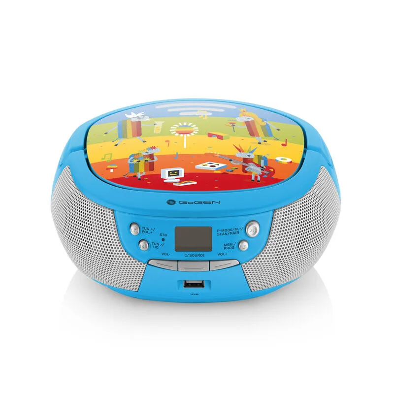 Radio CD pentru copii GoGEN DECKO B, 2 x 0,8 W, Bluetooth, karaoke, microfon, MP 3, USB, AUX in, albastru - imagine 2