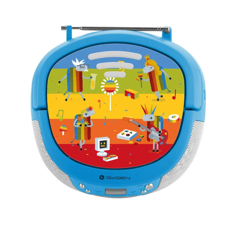 Radio CD pentru copii GoGEN DECKO B, 2 x 0,8 W, Bluetooth, karaoke, microfon, MP 3, USB, AUX in, albastru - imagine 3