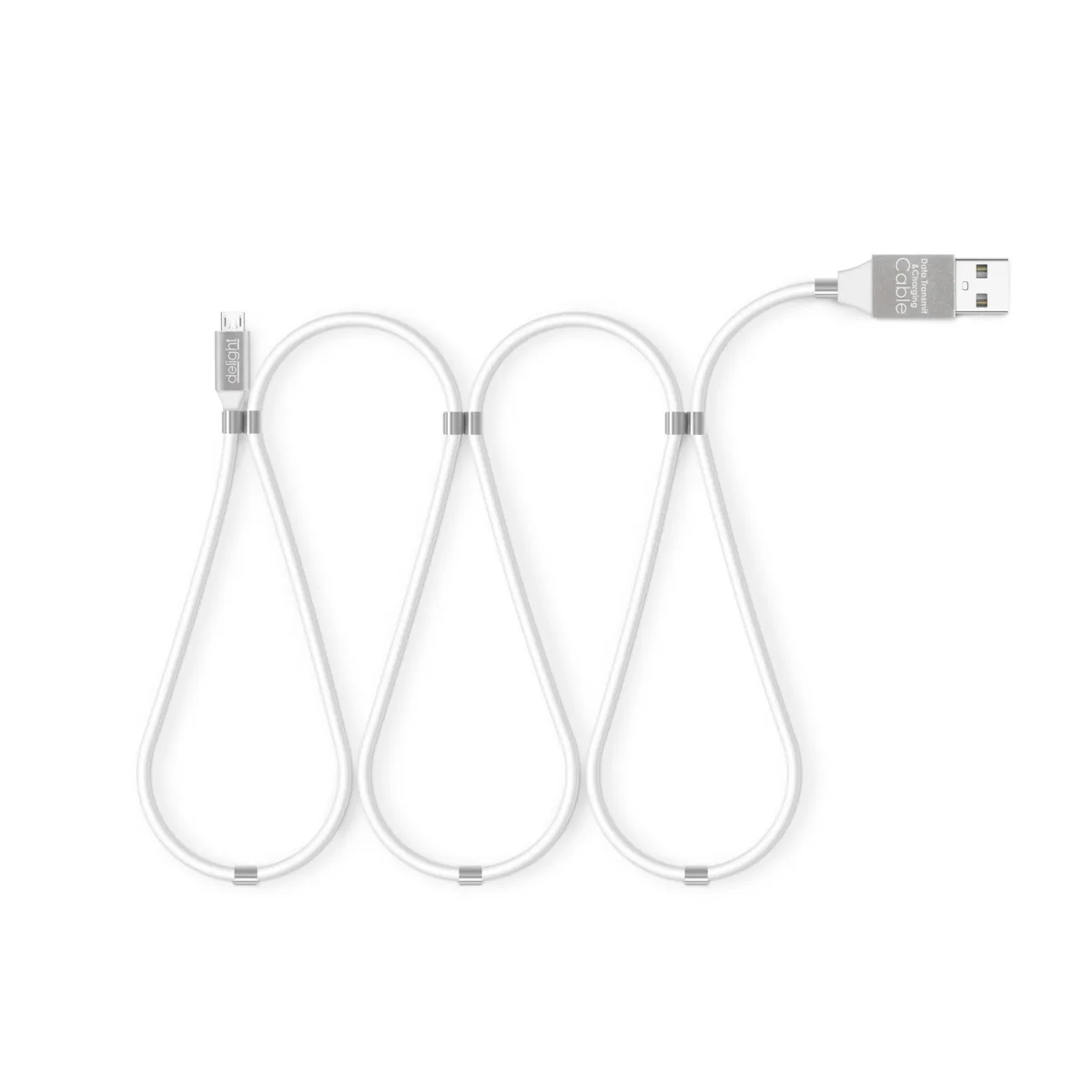Cablu MicroUSB magnetic 1.2m incarcare si transfer date 2A cu 10 magneti, alb - imagine 2