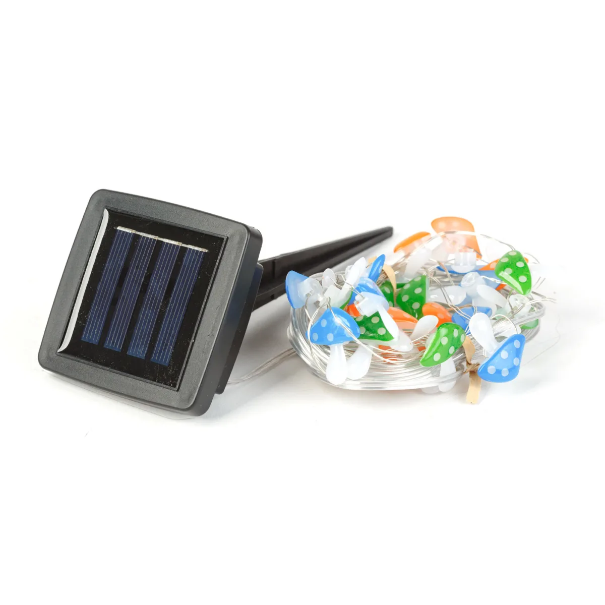 Instalatie solara LED ciuperci 2.4 m, 25 LED alb cald, ghirlanda luminoasa gradina exterior IP44 - imagine 2