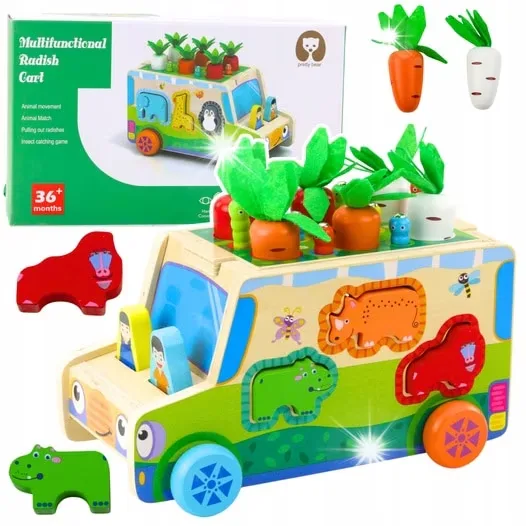 Joc Educativ Macvi® din Lemn Multicolor pentru Copii Dezvoltare Coordonare Mana Ochi