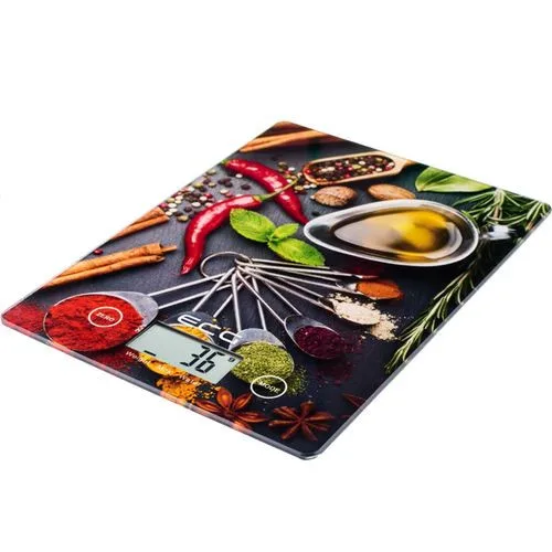 Cantar de bucatarie ECG KV 117 Chilli, 5 kg, precizie 1g, TARA, afisaj LCD, sticla securizata 3mm - imagine 3