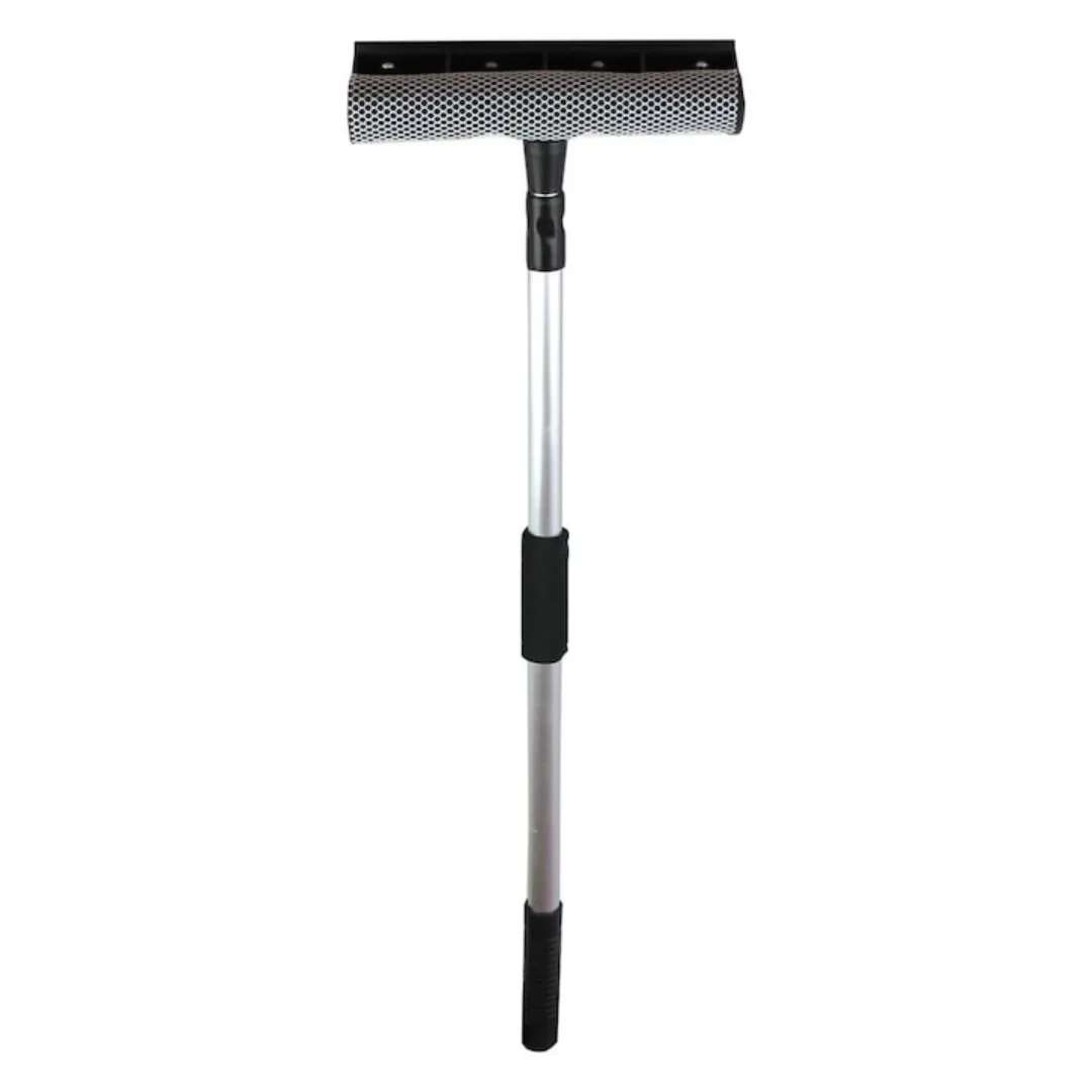 Perie pentru Spalat Geamuri cu Manere Extensibile Macvi® Telescopice din Aluminiu, 120 cm, 2 in 1, Stergator pentru Geamuri