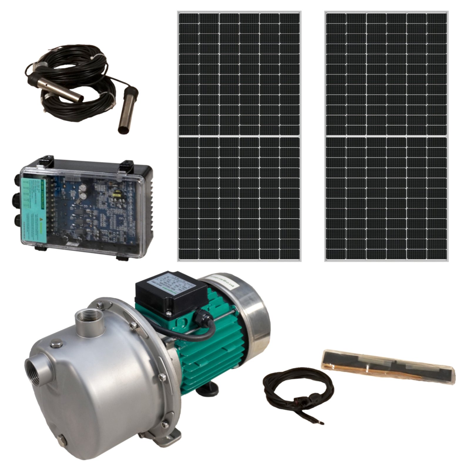 Pachet Pompa de suprafata 1" Progarden TSSGJ3.2-35-48/500 , solar, 500W/48V, MPPT, 35m, 3.2mch, inox, apa curata + 2 x SP460M-72H Panou fotovoltaic